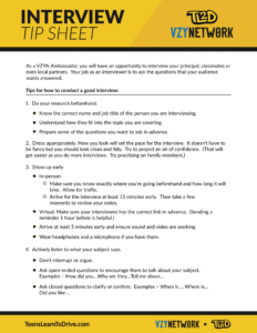 vzyn interview tip sheet front page