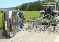 how to drive a car, learn to drive, driving a car, Tractor crash